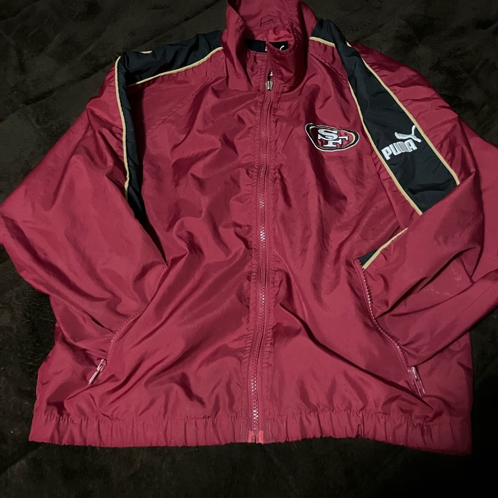 NFL SF 49rs Niners Men's Burgundy and Black Windbreaker puma